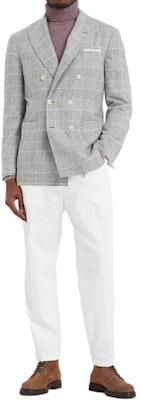 Brunello Cucinelli SS24 單排扣格紋西裝外套 珍珠灰色。 MY4667BBD-C001 Lookbook Brunello Cucinelli SS24 單排扣格紋西裝外套 珍珠灰色。 MY4667BBD-C001