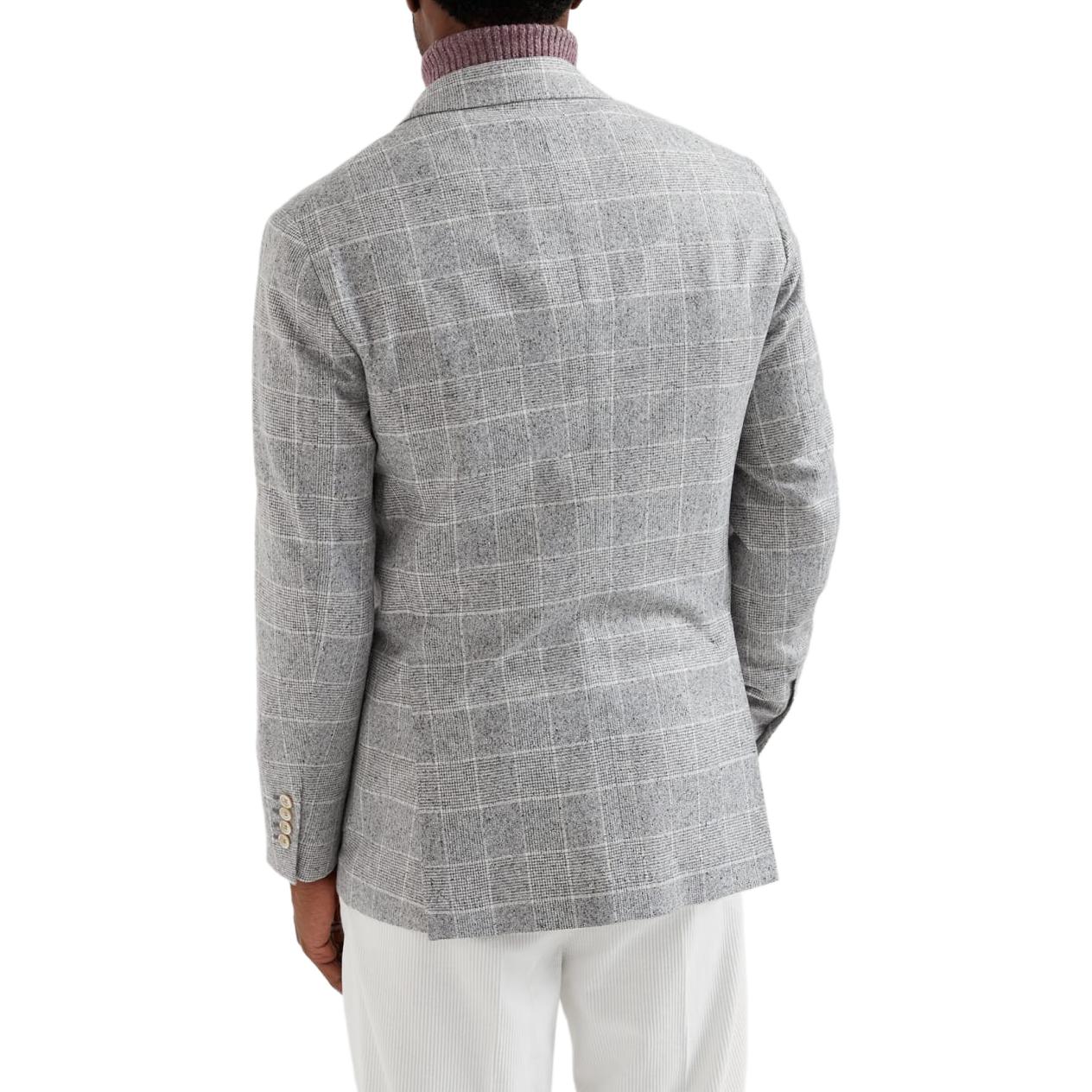Purchase Brunello Cucinelli SS24 單排扣格紋西裝外套 珍珠灰色。 MY4667BBD-C001