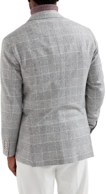 Brunello Cucinelli SS24 單排扣格紋西裝外套 珍珠灰色。 MY4667BBD-C001 Purchase Brunello Cucinelli SS24 單排扣格紋西裝外套 珍珠灰色。 MY4667BBD-C001