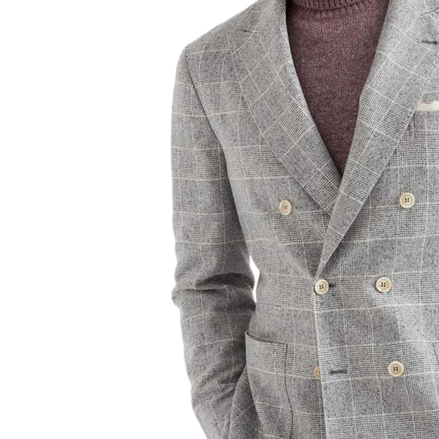 Details for Brunello Cucinelli SS24 單排扣格紋西裝外套 珍珠灰色。 MY4667BBD-C001