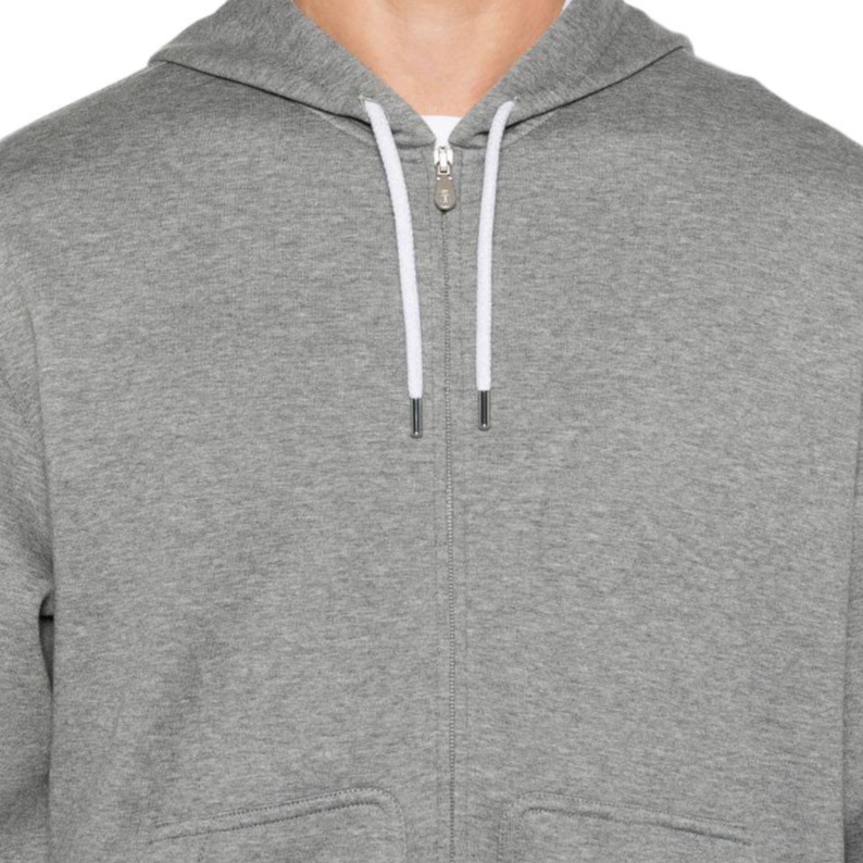 Cheap Brunello Cucinelli SS24 深灰色長袖純色拉鍊連帽外套 MM8319069G-C1253