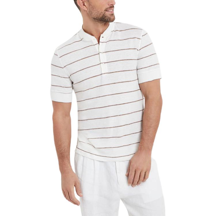 Order Brunello Cucinelli SS24 條紋印花棕色短袖休閒T恤 MW8341355-C2111