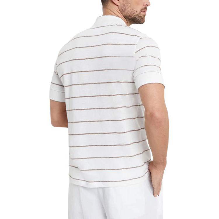 Lookbook Brunello Cucinelli SS24 條紋印花棕色短袖休閒T恤 MW8341355-C2111