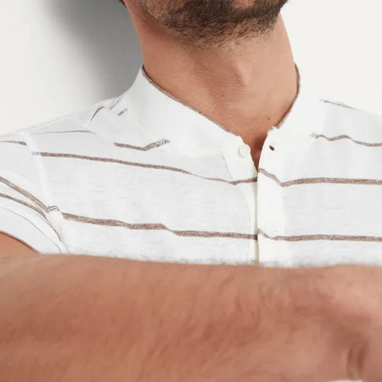 Sizing Brunello Cucinelli SS24 條紋印花棕色短袖休閒T恤 MW8341355-C2111