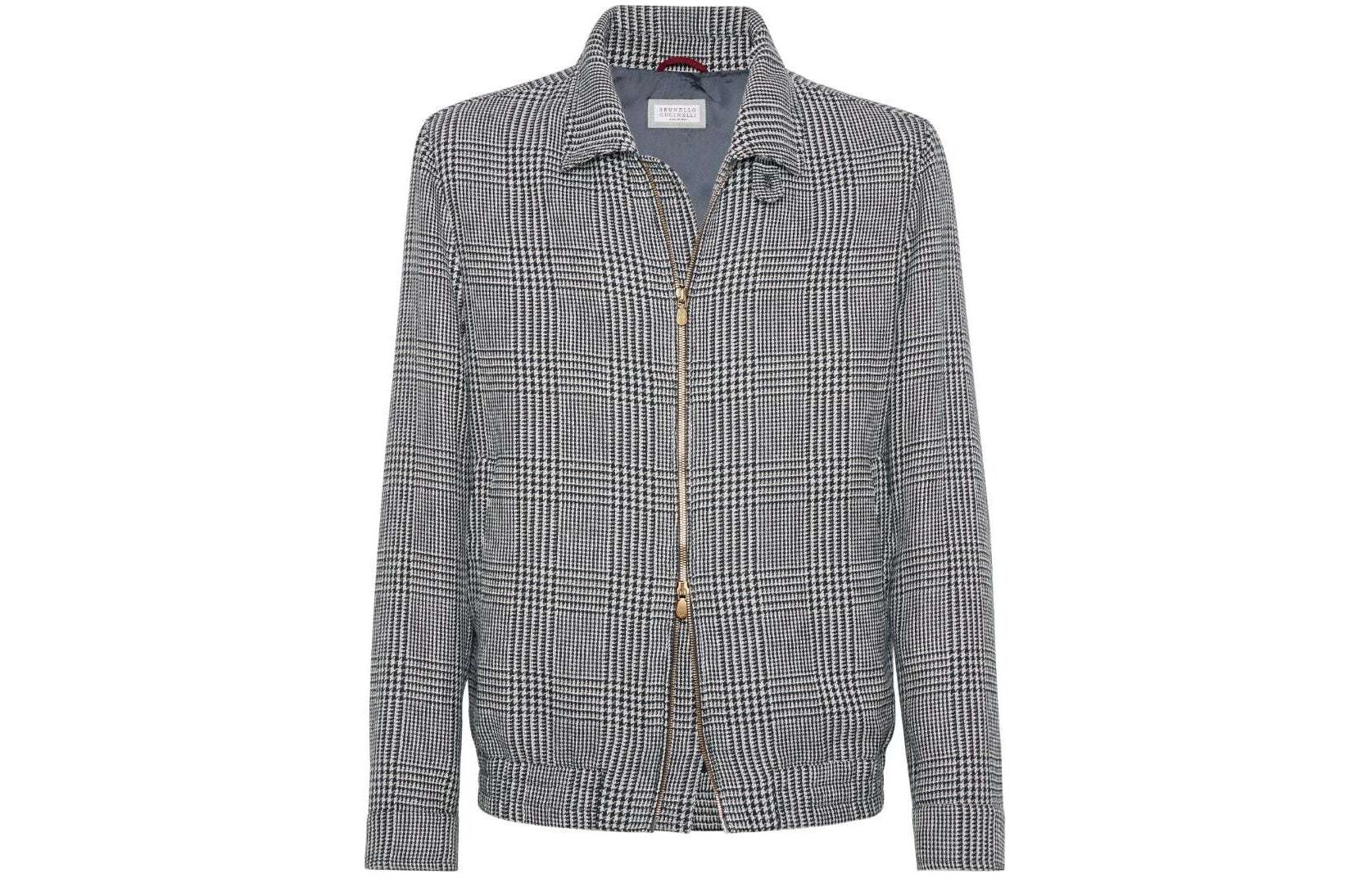 Brunello Cucinelli SS24 Black Checked Zip-Up Jacket MG4976205-C020
