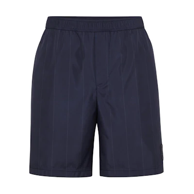 Brunello Cucinelli SS24 Blue Logo Patch Striped Casual Mid-Rise Shorts Men. MB4173387T-CWY67