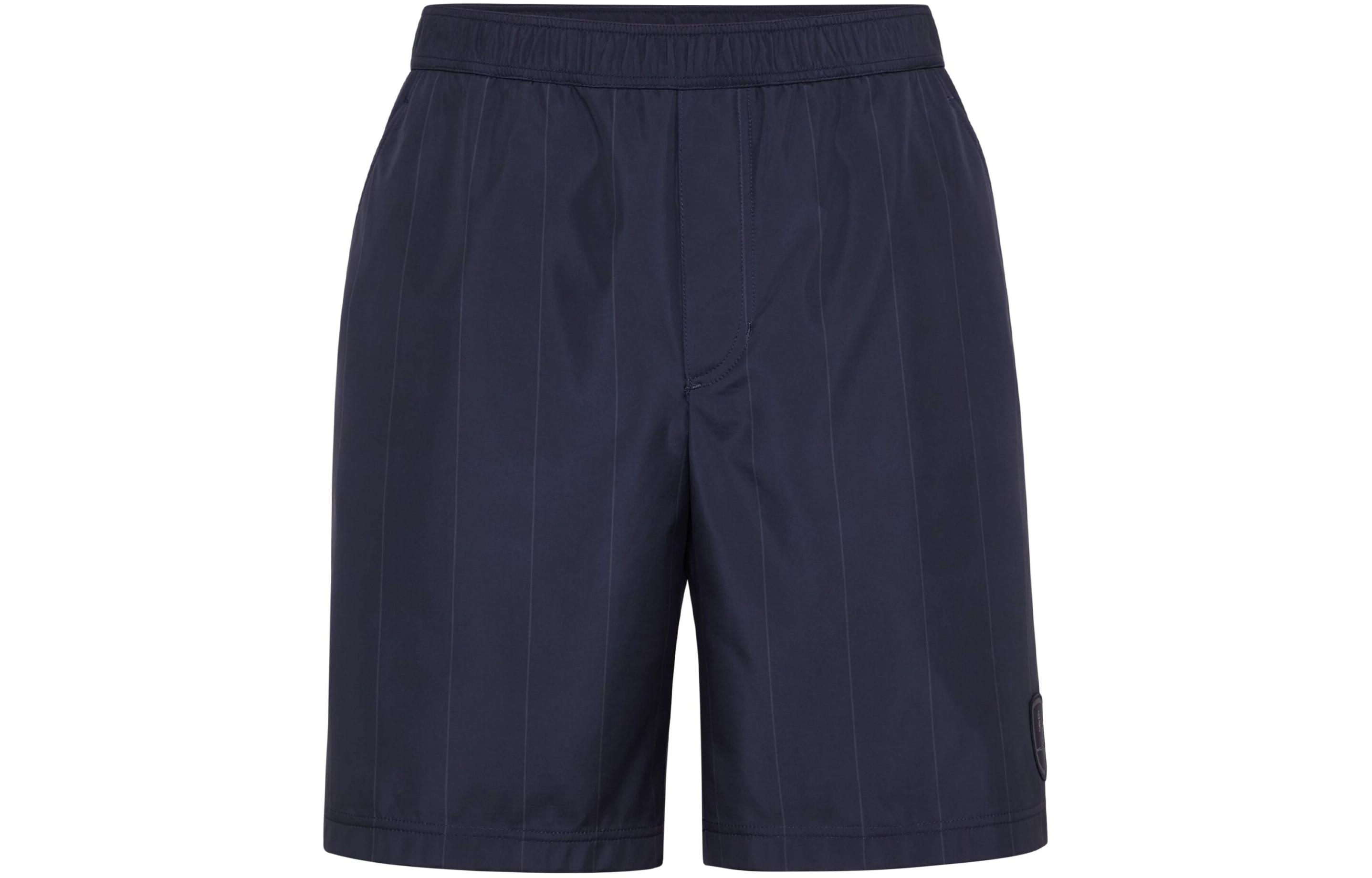 Order Brunello Cucinelli SS24 Seluar Pendek Lelaki Biru Berjalur dengan Logo Patch. MB4173387T-CWY67