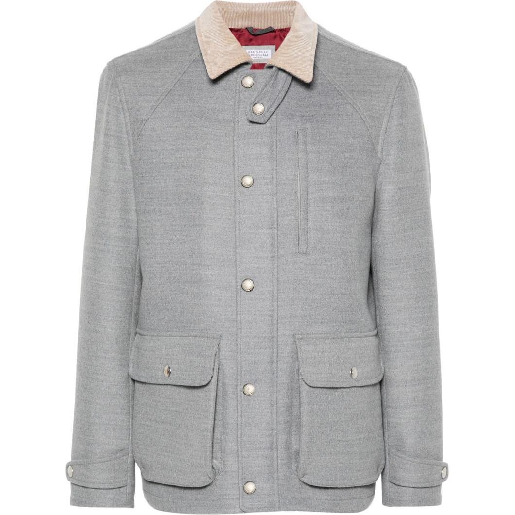 Brunello Cucinelli SS24 Grey High-Neck Button-Up Loose-Fit Jacket MY4416382-CJA42