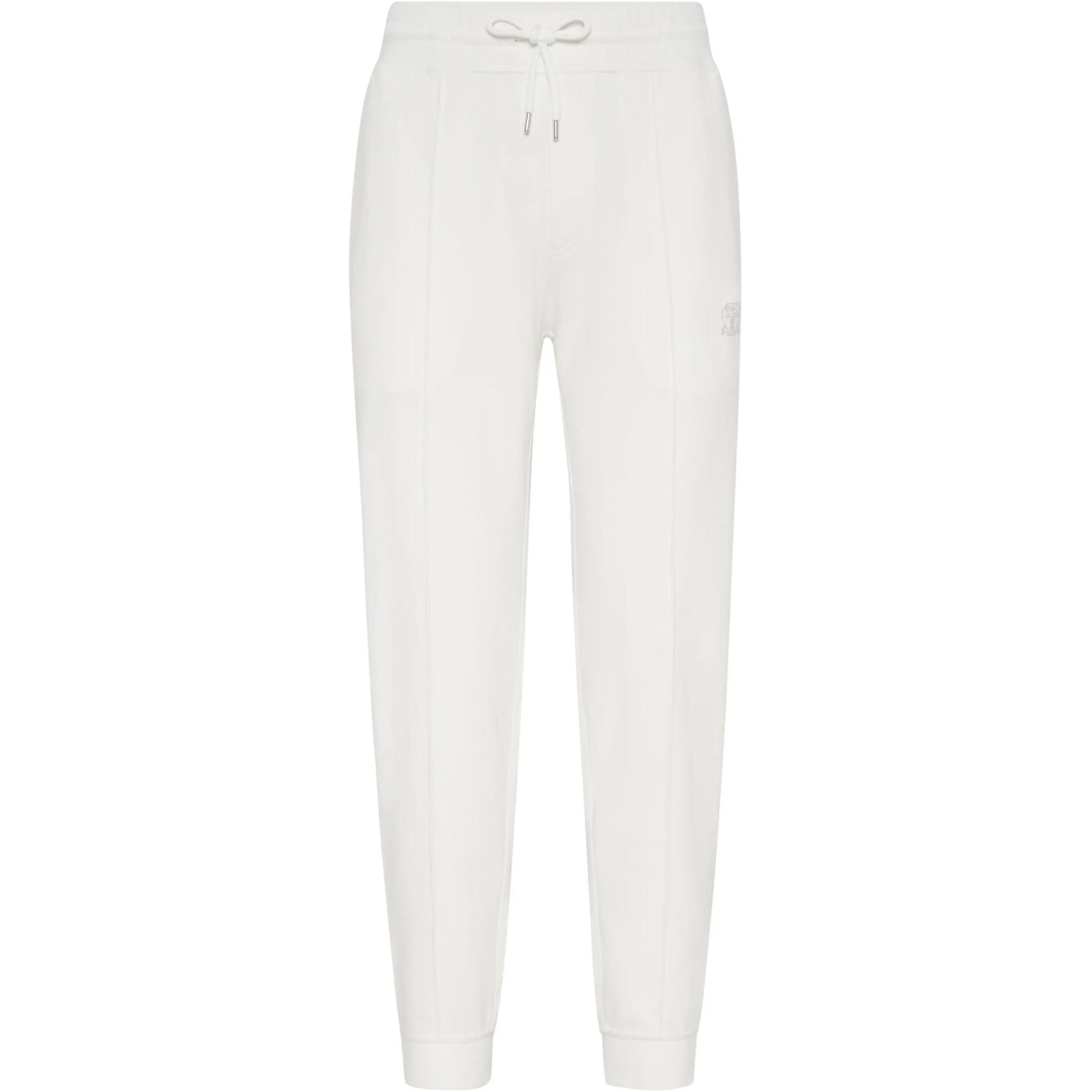 Brunello Cucinelli SS24 Knit Joggers Men’s Pleated Off-White Casual Pants. MM8363211GCIT56