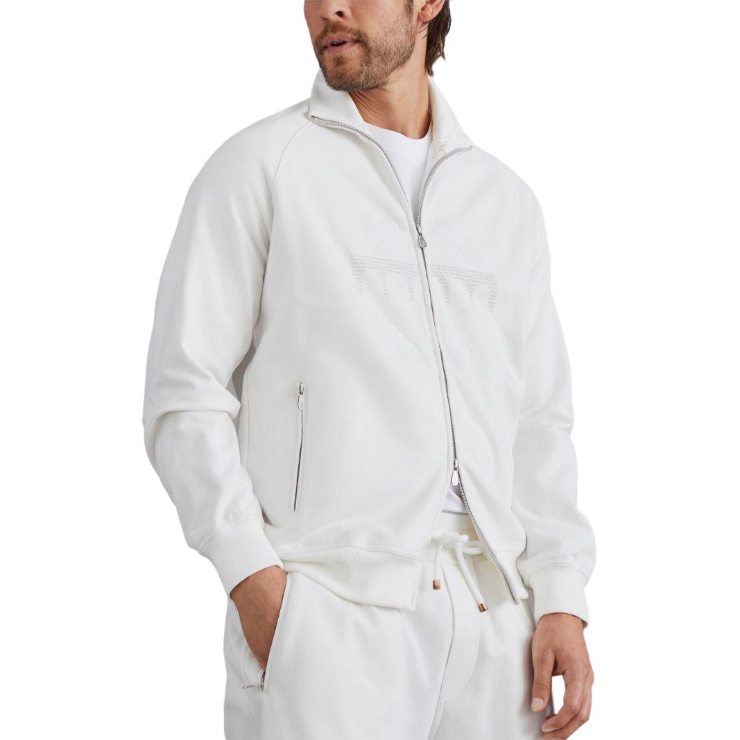 Purchase 布内洛·库奇内利 SS24 男士白色logo压纹立领长袖夹克 MM8363140G-CVN50