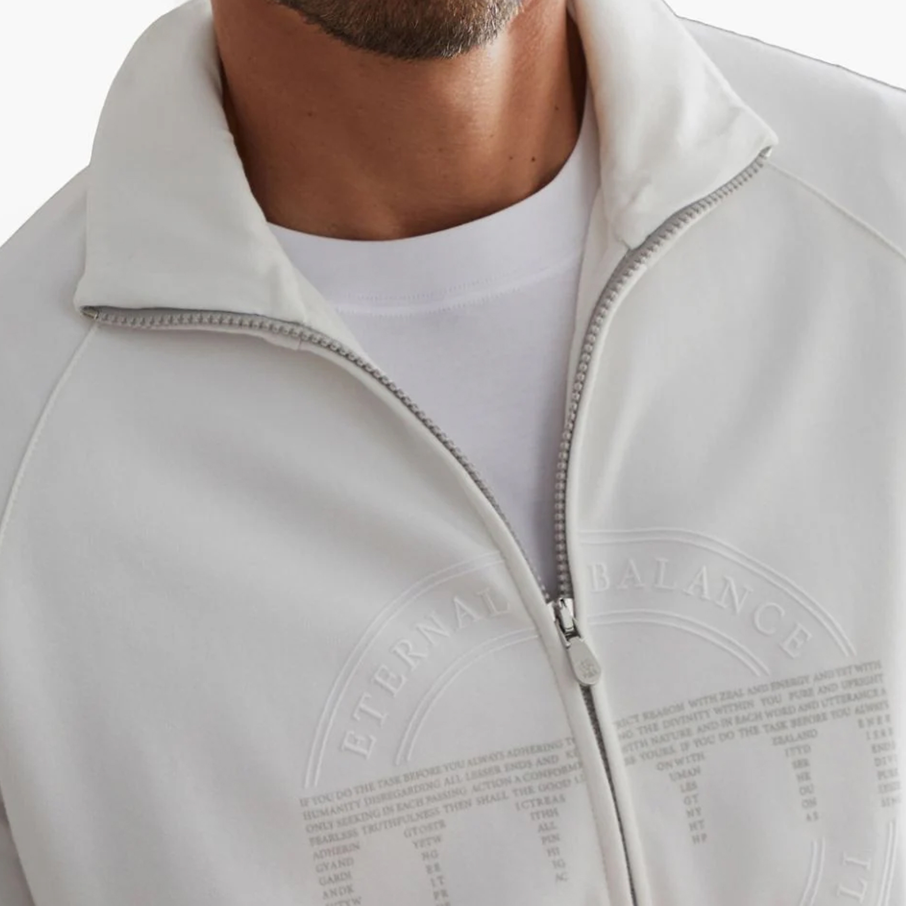 Details for 布内洛·库奇内利 SS24 男士白色logo压纹立领长袖夹克 MM8363140G-CVN50