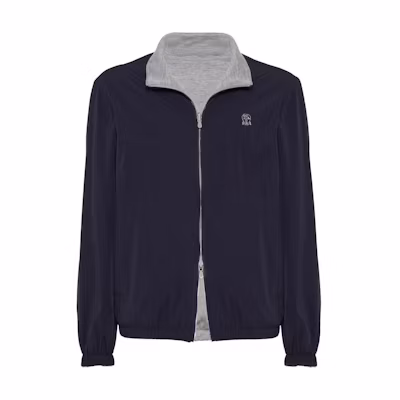 Brunello Cucinelli SS24 Logo High Neck Waterproof Jacket Midnight Blue Men’s MM40A7433G-CBJ47
