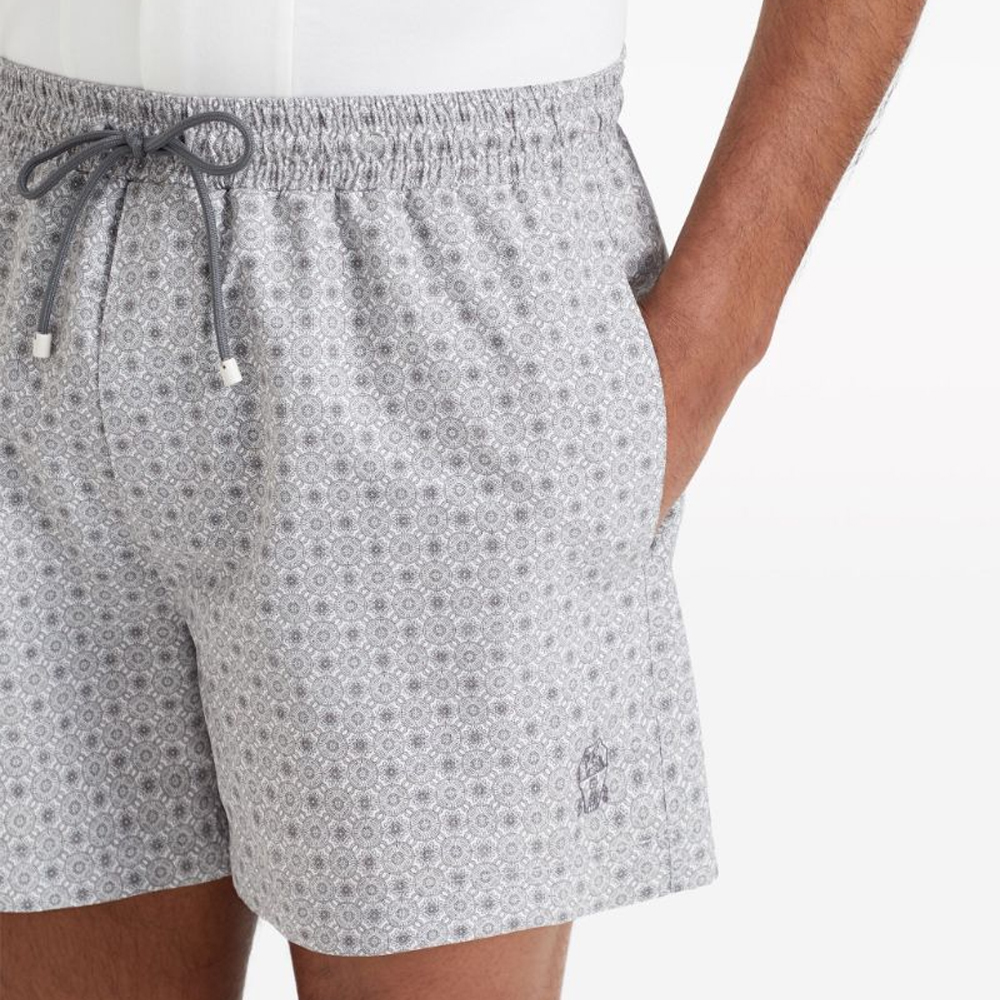 Purchase Brunello Cucinelli SS24 男士灰色印花抽绳沙滩短裤 MW856053P-C002
