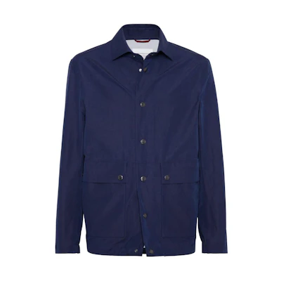 Brunello Cucinelli SS24 Navy Blue Single-Breasted Collar Shirt Jacket for Men MB4086114-CSH55