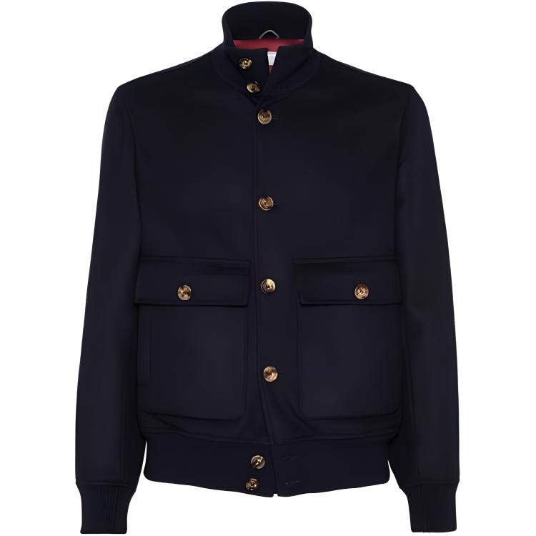 Brunello Cucinelli SS24 Navy Jacket with Patch Pockets and Single Button MY4416895-CZA66