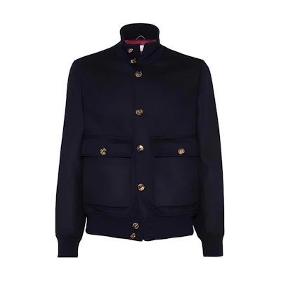 Brunello Cucinelli SS24 Navy Jacket with Patch Pockets and Single Button MY4416895-CZA66