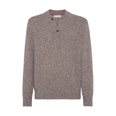 Brunello Cucinelli SS24 Pullover Cashmere Sweater Crewneck Taupe Grey. M26504701C-4053