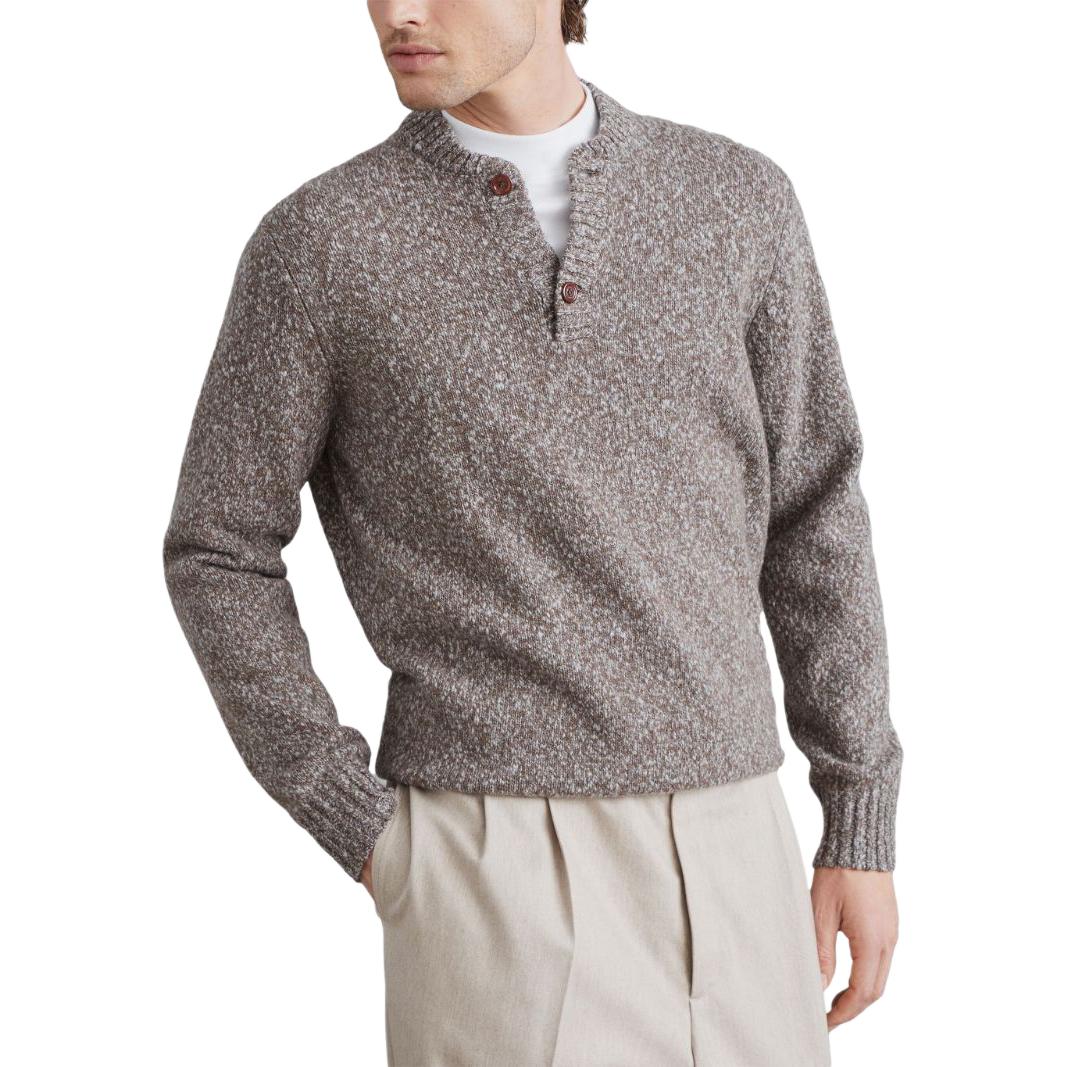 Lookbook Brunello Cucinelli SS24 Pullover Cashmere Sweater  Crewneck Taupe Grey. M26504701C-4053
