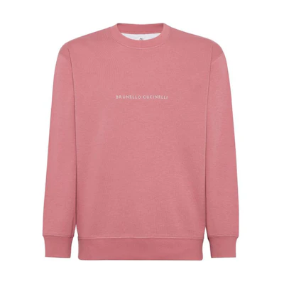 Brunello Cucinelli SS24 Ruby Red Embroidered Crewneck Sweatshirt Casual M0T353434CGK16