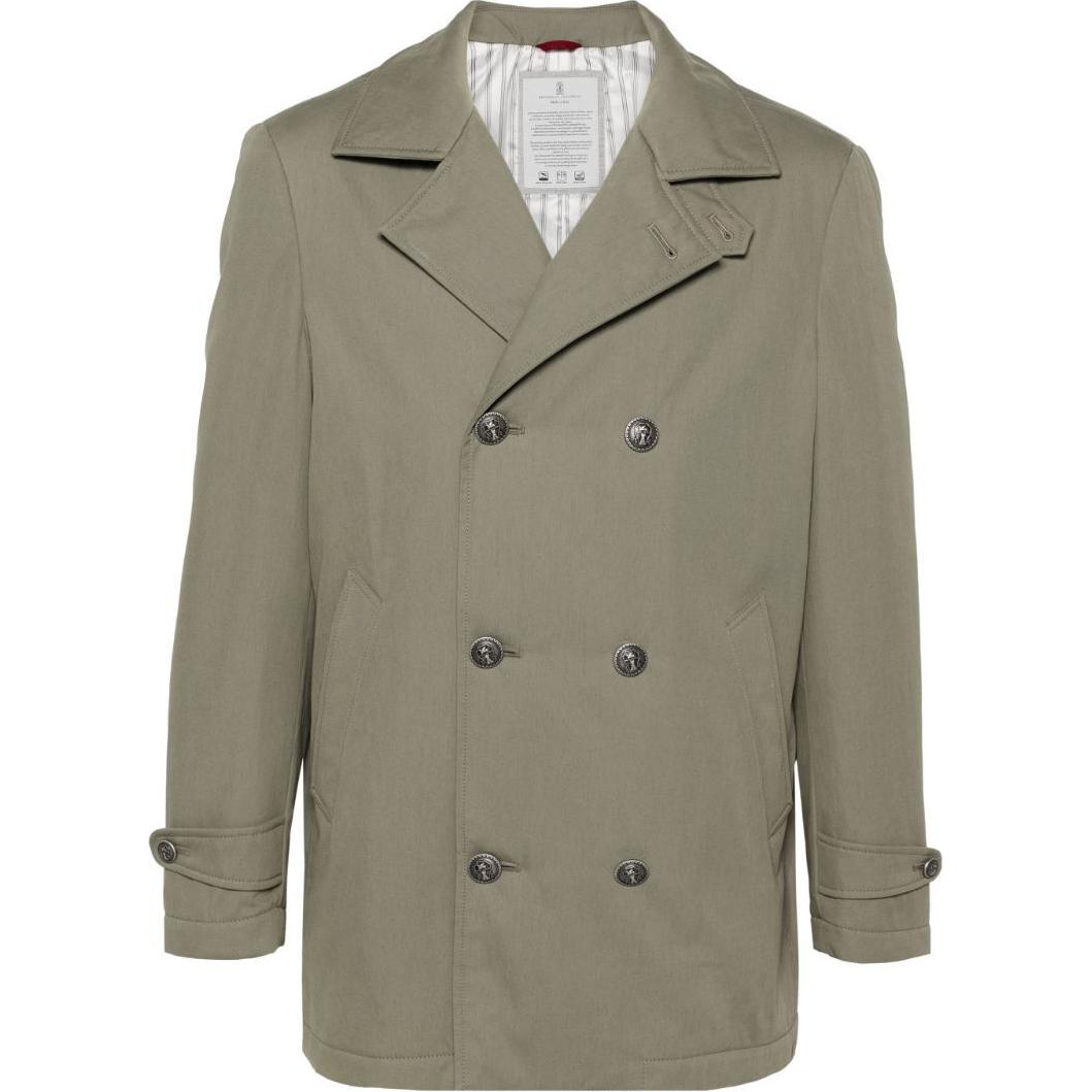Brunello Cucinelli SS24 Slim Double-Breasted Windproof Waterproof Jacket Fern Green MY4646365-CPA11