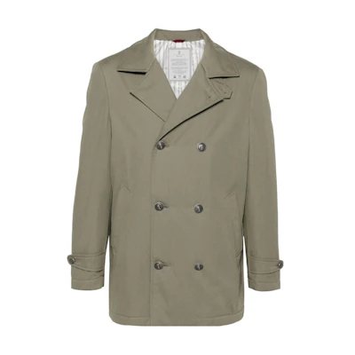 Brunello Cucinelli SS24 Slim Double-Breasted Windproof Waterproof Jacket Fern Green MY4646365-CPA11