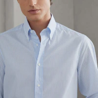 Details for Brunello Cucinelli SS24 男士修身條紋單排扣襯衫 天藍色 MF6981716-C011