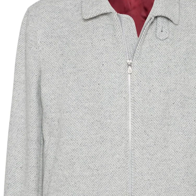 Purchase Brunello Cucinelli SS24 男款灰色人字紋拉鍊長袖外套 MY4436379-CSD26