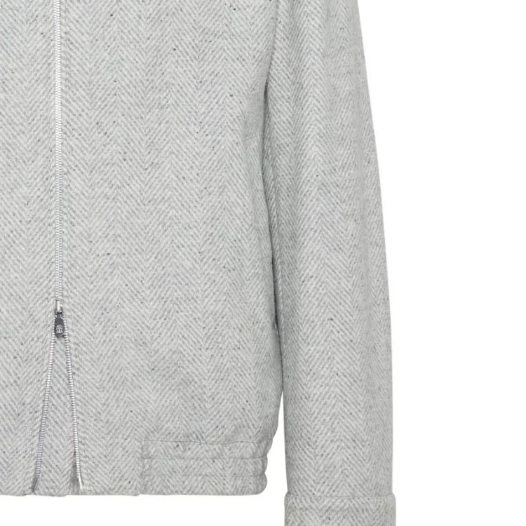 Sizing Brunello Cucinelli SS24 男款灰色人字紋拉鍊長袖外套 MY4436379-CSD26