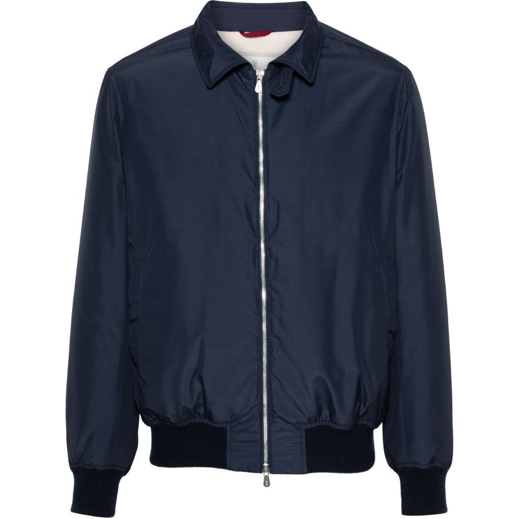Brunello Cucinelli SS24 Solid Zip-Up Collared Jacket Navy Blue - Long Sleeve MY4636377-CWW28