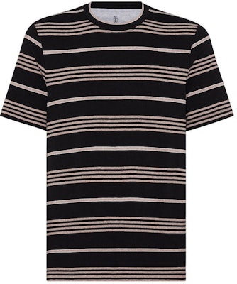 Brunello Cucinelli SS24 黑色條紋印花短袖圓領T恤 MW8401308-C006 Buy Brunello Cucinelli SS24 黑色條紋印花短袖圓領T恤 MW8401308-C006