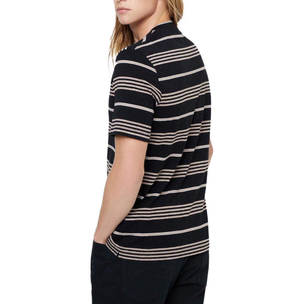 Lookbook Brunello Cucinelli SS24 黑色條紋印花短袖圓領T恤 MW8401308-C006