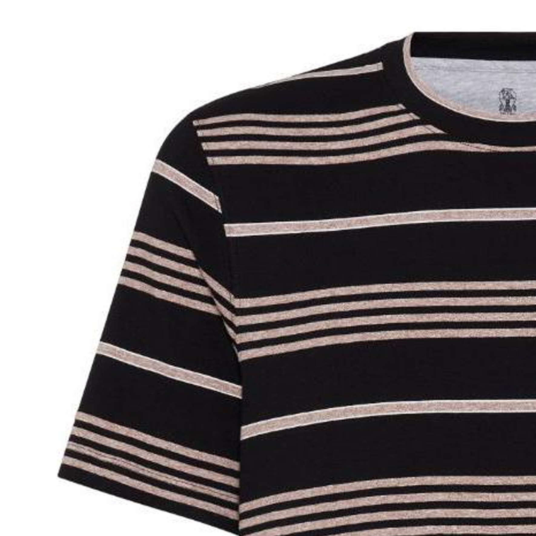 Details for Brunello Cucinelli SS24 黑色條紋印花短袖圓領T恤 MW8401308-C006