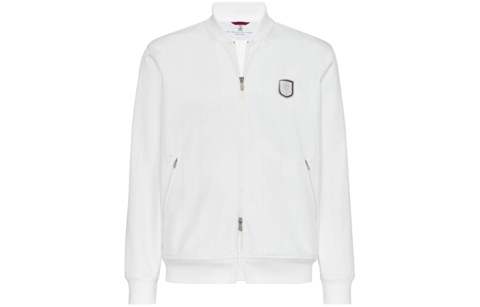 Brunello Cucinelli SS24 Striped Print Zip Jacket White - MB4179082T-CRG51