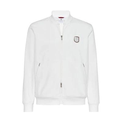 Brunello Cucinelli SS24 Striped Print Zip Jacket White - MB4179082T-CRG51