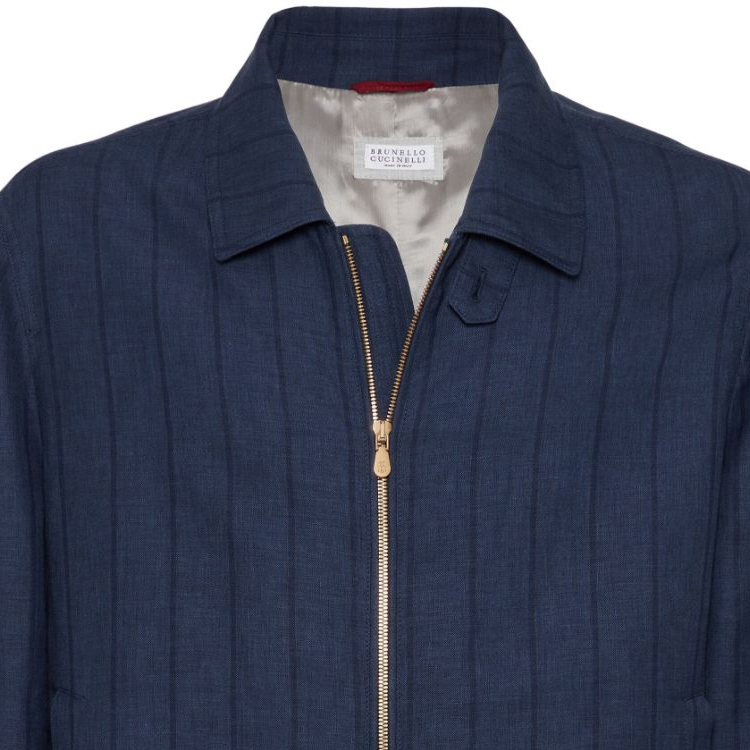 Details for Brunello Cucinelli SS24 條紋拉鍊領長袖外套 男款海軍藍 MW4756205P-C674