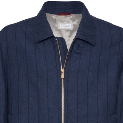 Brunello Cucinelli SS24 條紋拉鍊領長袖外套 男款海軍藍 MW4756205P-C674 Details for Brunello Cucinelli SS24 條紋拉鍊領長袖外套 男款海軍藍 MW4756205P-C674