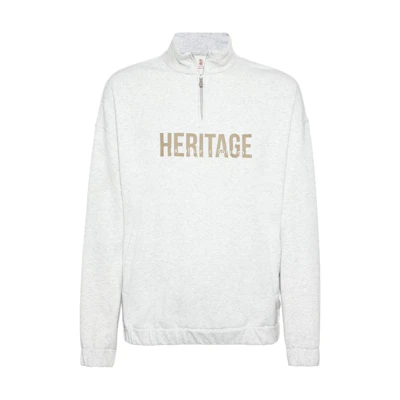 Brunello Cucinelli SS24 White Letter Print Zip Pullover Long Sleeve Sweatshirt MW8369034G-CDM52