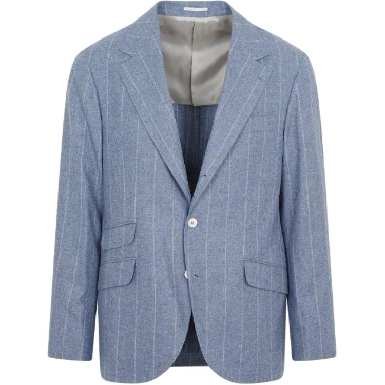 Brunello Cucinelli Striped Notch Lapel Single-Breasted Jacket Men’s Blue MY4077BWDC2606