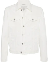 Brunello Cucinelli White Denim Jacket for Men Long Sleeve Single Button. M277P6900-C7210 Brunello Cucinelli White Denim Jacket for Men Long Sleeve Single Button. M277P6900-C7210