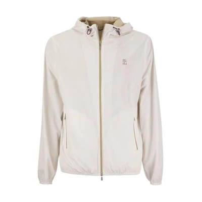 Brunello Cucinelli White Hoodie Jacket with Embroidered Logo MM40A7440GC-FU75
