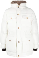 Brunello Cucinelli White Solid Double-Placket Hooded Jacket MM4201978-C5780 Brunello Cucinelli White Solid Double-Placket Hooded Jacket MM4201978-C5780