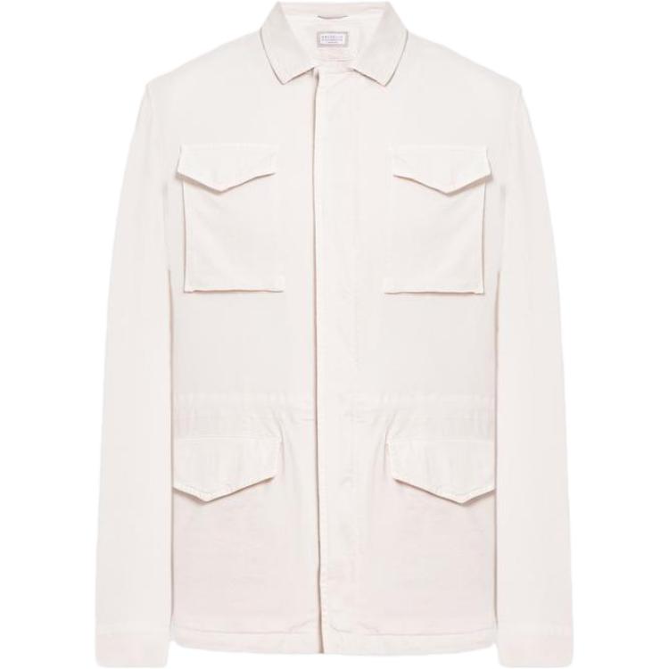 Brunello Cucinelli White Solid Pocket Lapel Jacket MA0816451-C6260