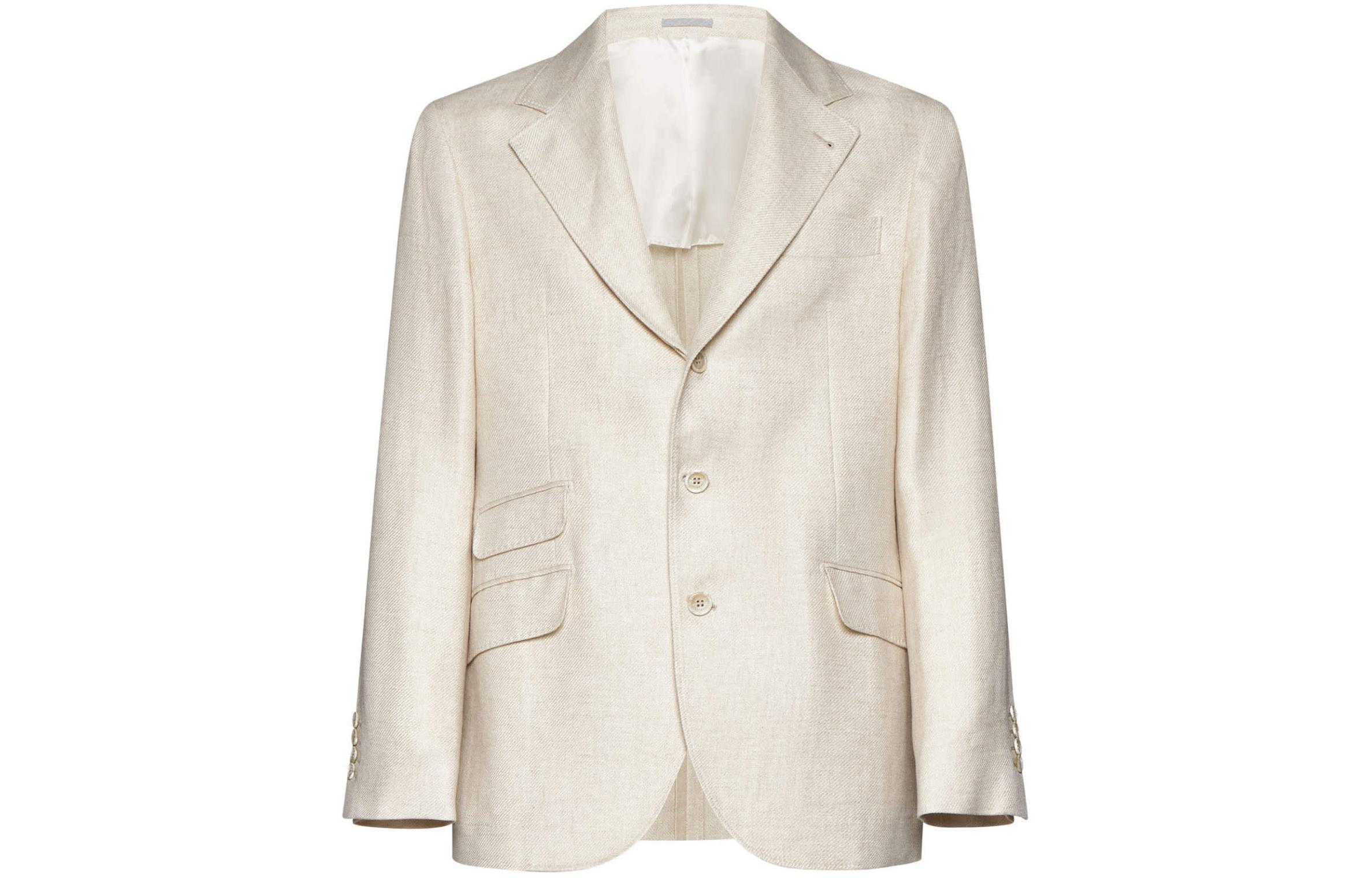 Brunello Cucinelli White Solid Single-Breasted Long Sleeve Blazer MW4827BWDE-C001