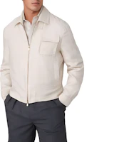 Brunello Cucinelli White Solid Zip-Up Collared Casual Jacket MW482621-5C001 Brunello Cucinelli White Solid Zip-Up Collared Casual Jacket MW482621-5C001