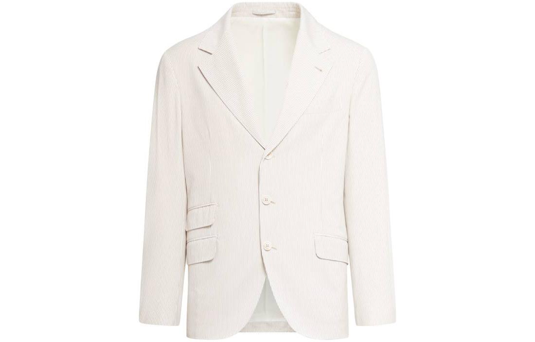 Brunello Cucinelli White V-Neck Loose-Fit Long-Sleeve Jacket MS4387BWDC002