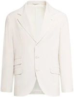 Brunello Cucinelli White V-Neck Loose-Fit Long-Sleeve Jacket MS4387BWDC002 Brunello Cucinelli White V-Neck Loose-Fit Long-Sleeve Jacket MS4387BWDC002