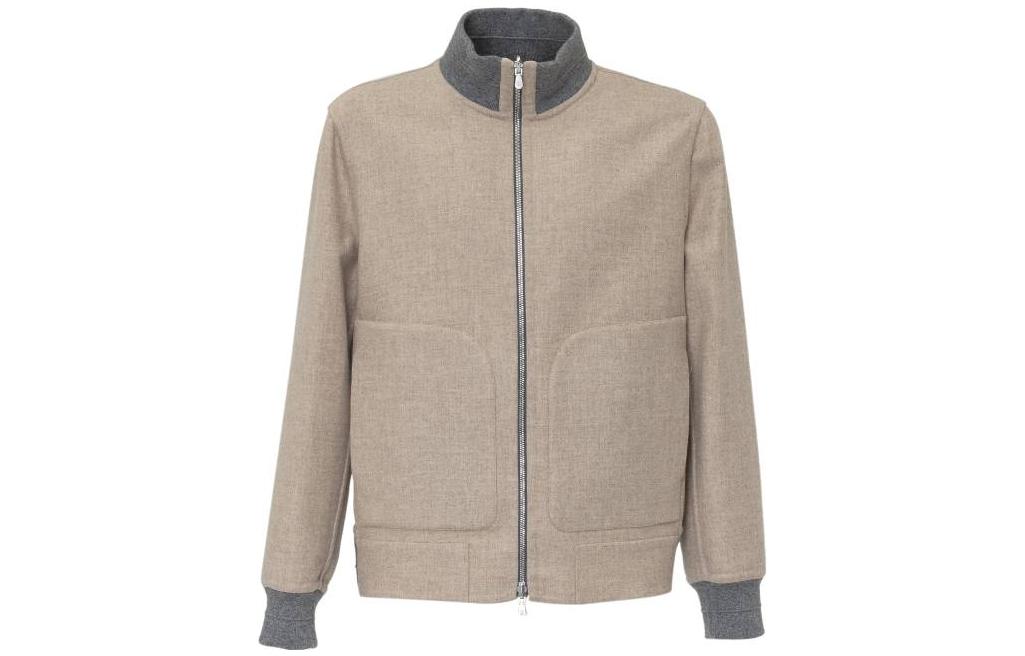 Brunello Cucinelli Zip-Up Colorblock Jacket in Light Brown MN4679950-CT352