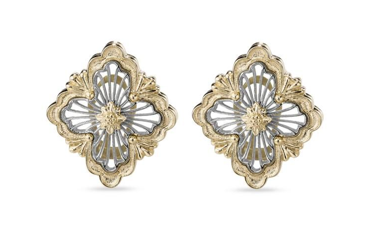 Order Buccellati 18K金白金雕星耳環 情侶款 中性黃金耳環 JAUEAR021177