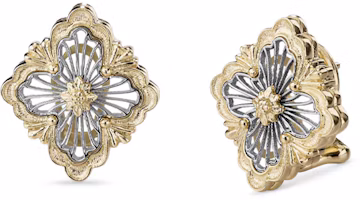 Lookbook Buccellati 18K Gold White Gold Star Engraved Earrings Unisex Couple Gold. JAUEAR021177