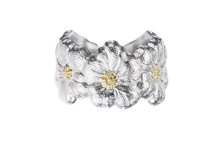 Order Buccellati Blossoms Gardenia 925銀花戒 情侶對戒 鍍金銀飾 台灣直送 JAGETE012372